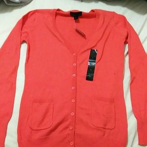 Orange Button Down Cardigan