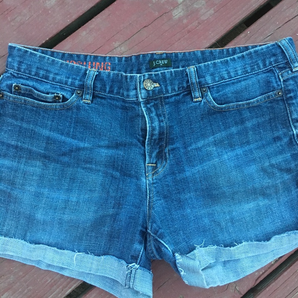Denim J. Crew cut off hipslung shorts. Size 12