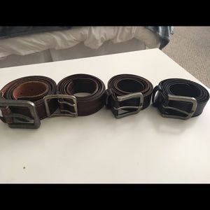 Four leather men's belts