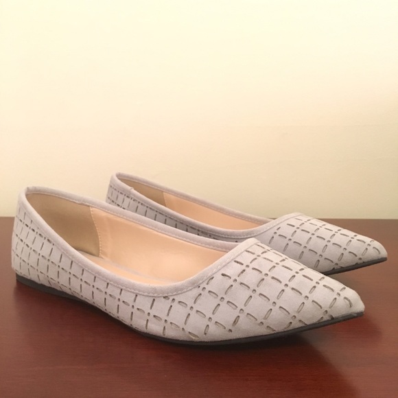 Qupid Suede Light Grey Flats - Picture 1 of 4