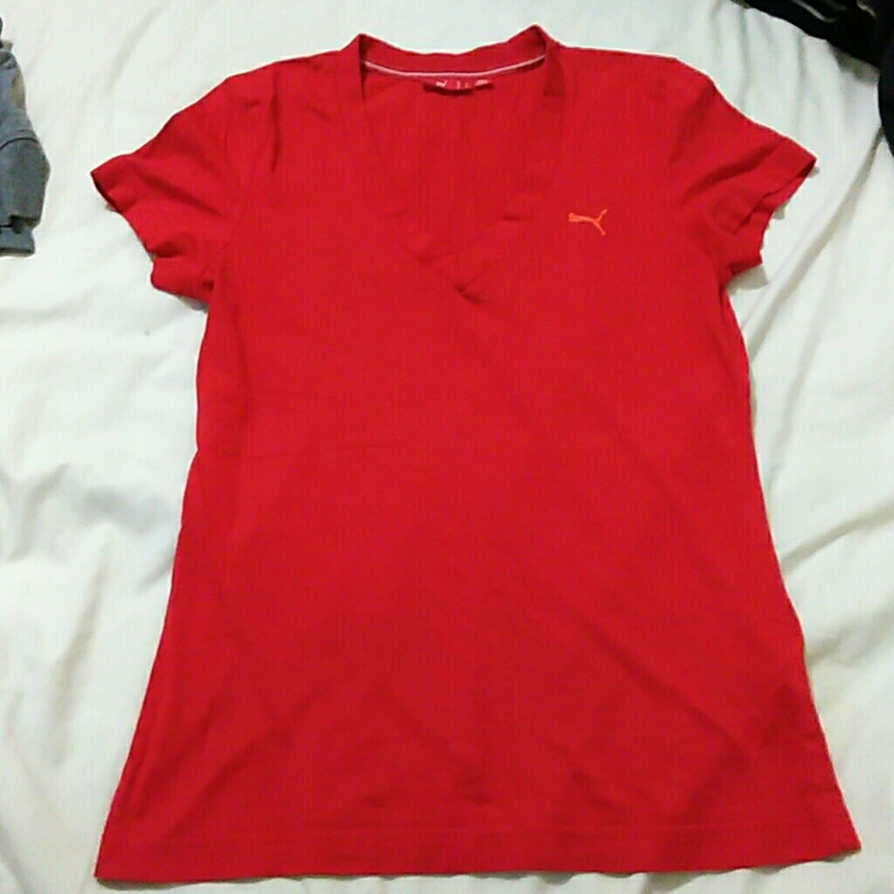 Red V-Neck Puma Shirt