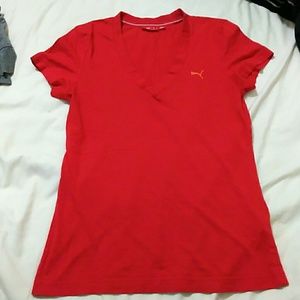 Red V-Neck Puma Shirt