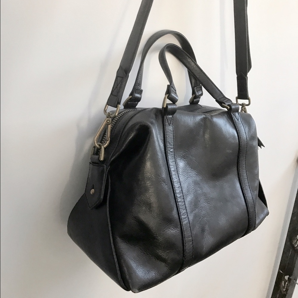 Madewell black leather two-way satchel