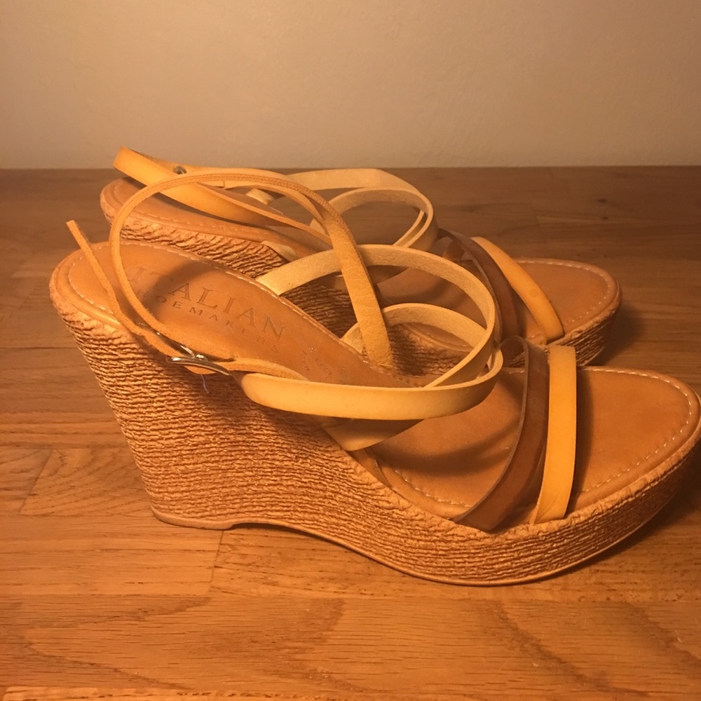 Italian Made Tan & Brown Wedges