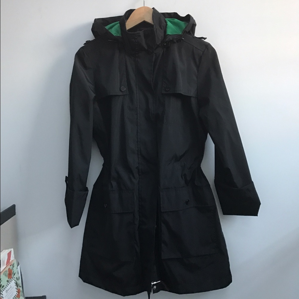 Tommy Hilfiger Black Raincoat w Zipoff Hood XSP