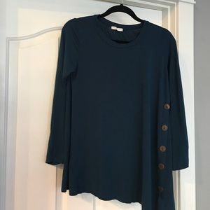 Teal long-sleeved asymmetrical tunic 1X