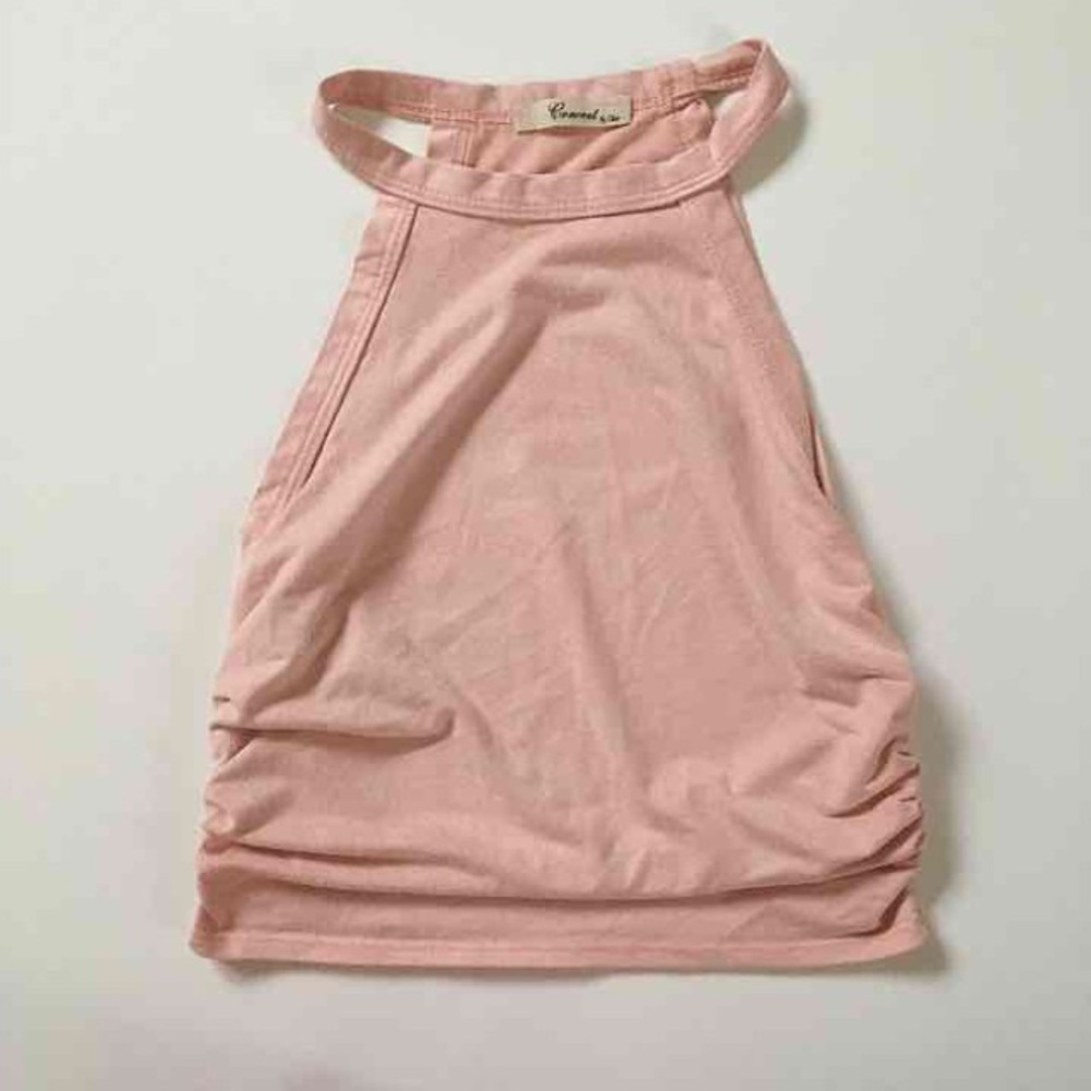 Suede halter crop top
