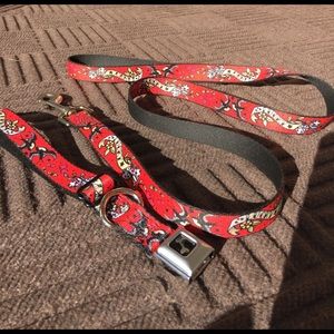 Lucky Dog collar and Leash! Red with fun Detail!