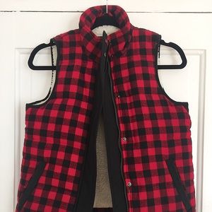 Madewell Fireside Vest buffalo plaid shearling