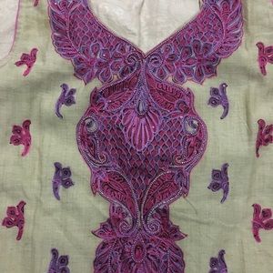 Beige and pink kameez and pajami