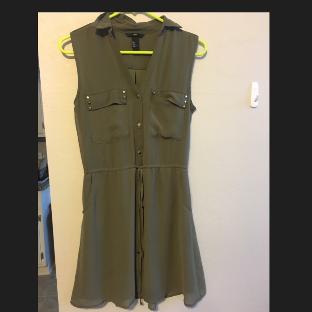 Olive green sleeveless dress