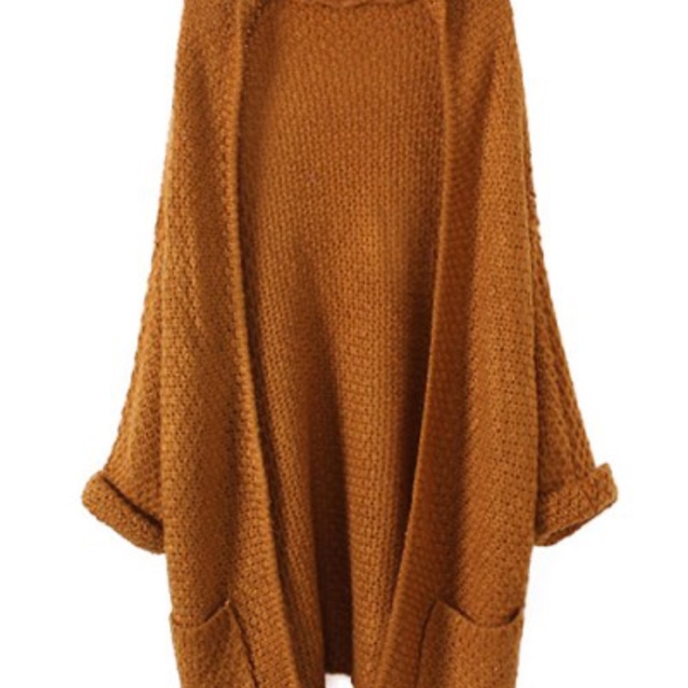 Chunky Cardigan with pockets (burnt orange/khaki)