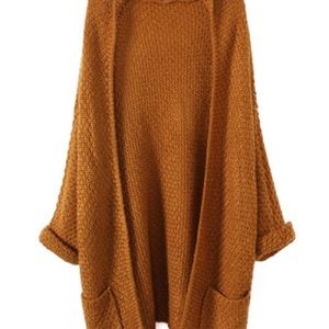 Chunky Cardigan with pockets (burnt orange/khaki)