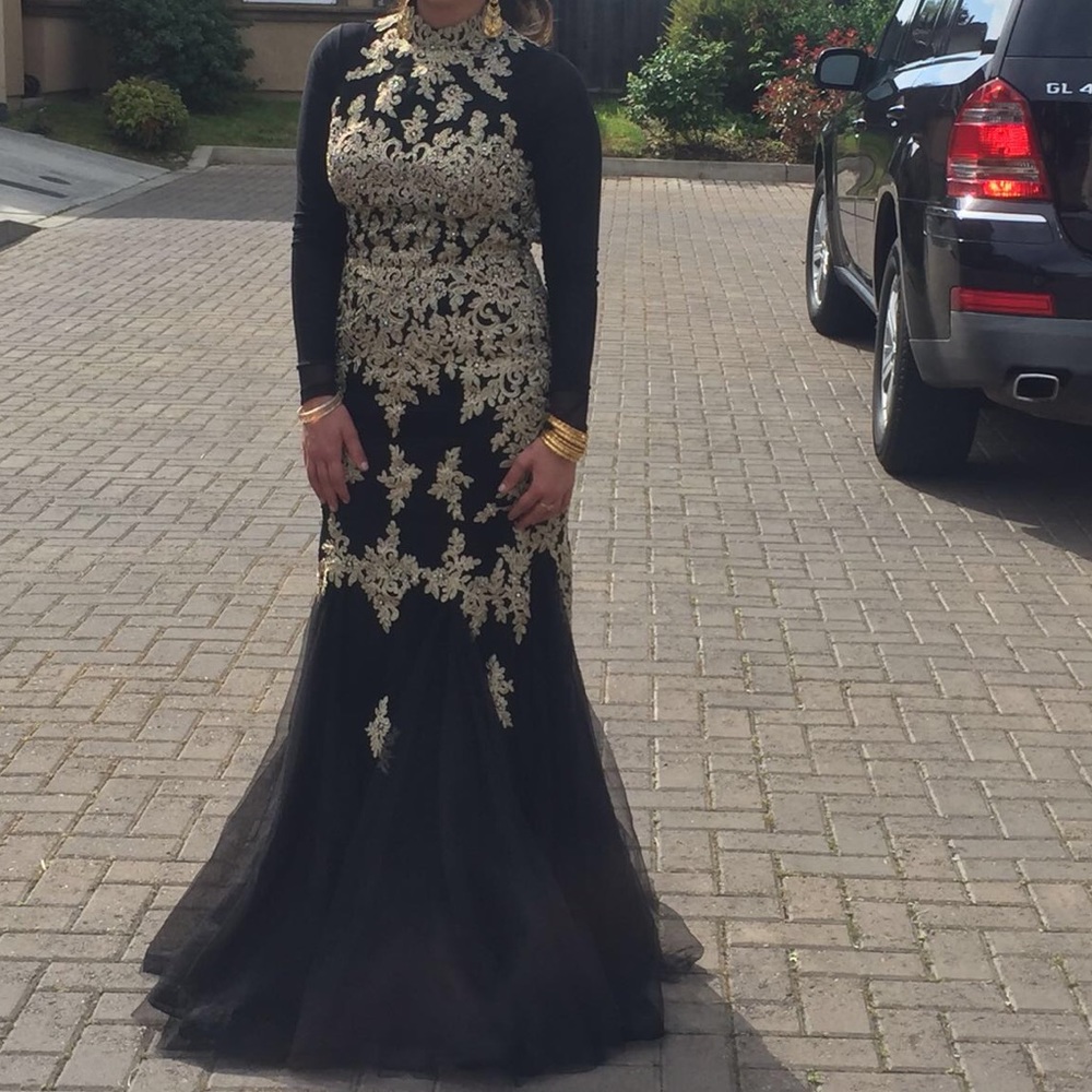 Black and Gold Evening Gown.