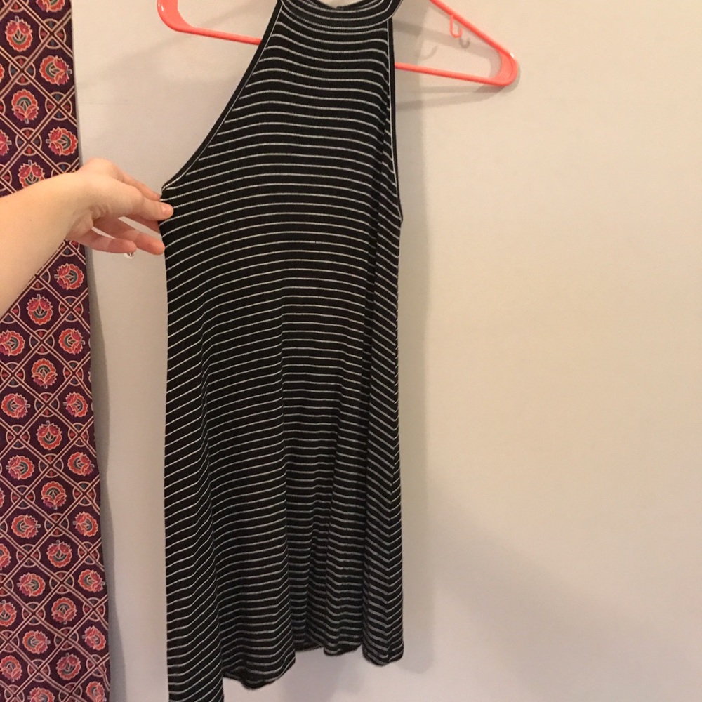 black and white striped halter dress