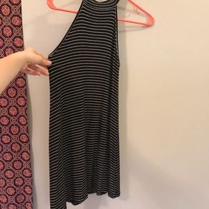 black and white striped halter dress