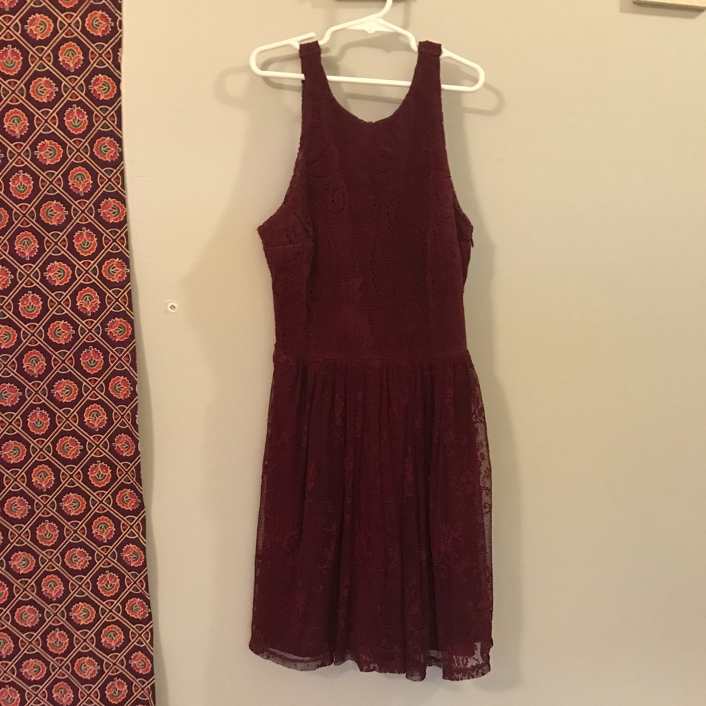 burgundy velvet and mesh dress