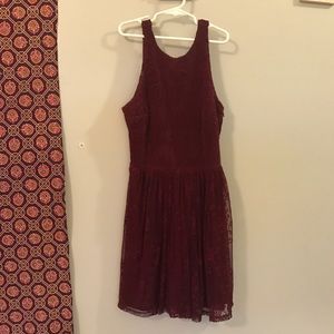 burgundy velvet and mesh dress
