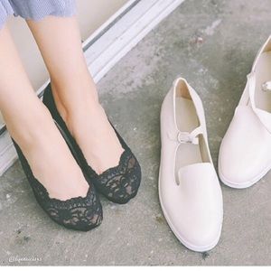 ❥summer sale//black •anti skid no show lace socks•