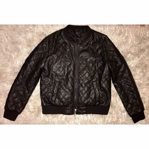 Forever21 Faux Leather Quilted Bomber Jacket