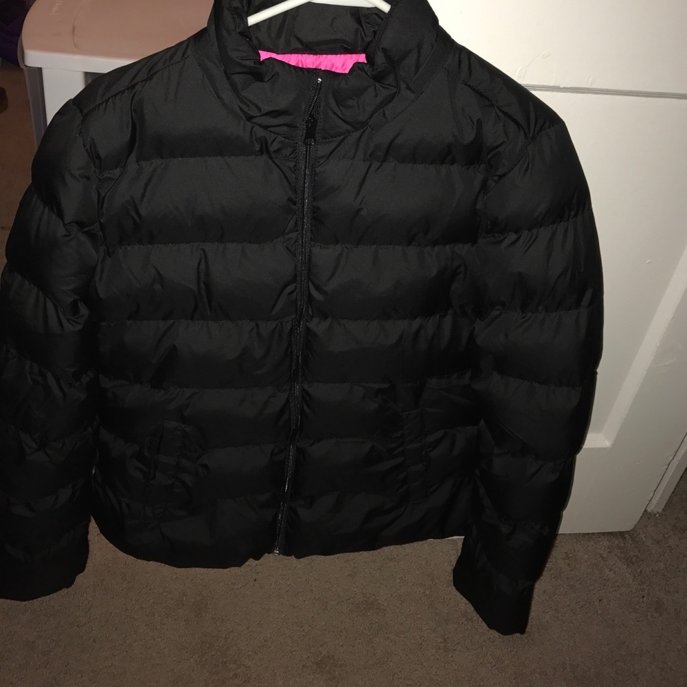 Fur hooded jacket.
