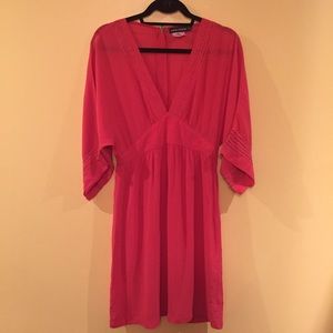 Antik Batik coral boho silk dress, size L/42