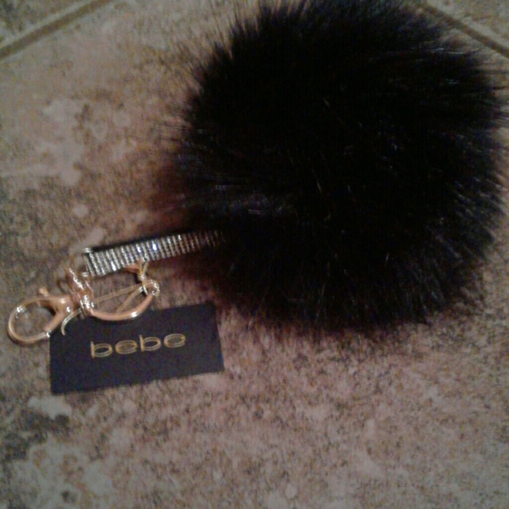 Black bebe fuzzy keychain