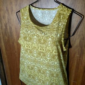 Athleta Workout Tank Top Gold Yellow Print