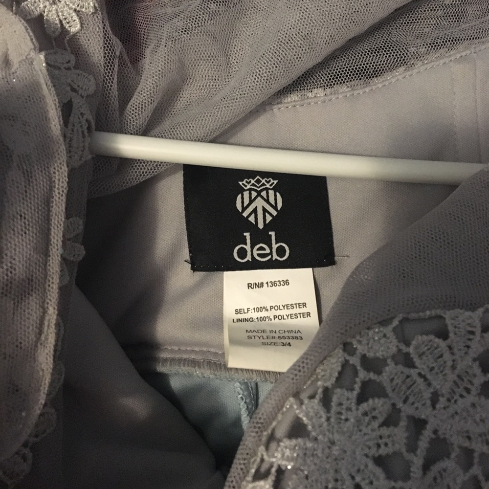Formal dress w/ mesh bottom & grey lace top - Picture 2 of 3