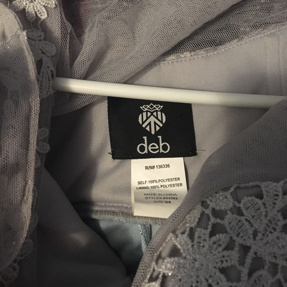 Formal dress w/ mesh bottom & grey lace top - Picture 2 of 3