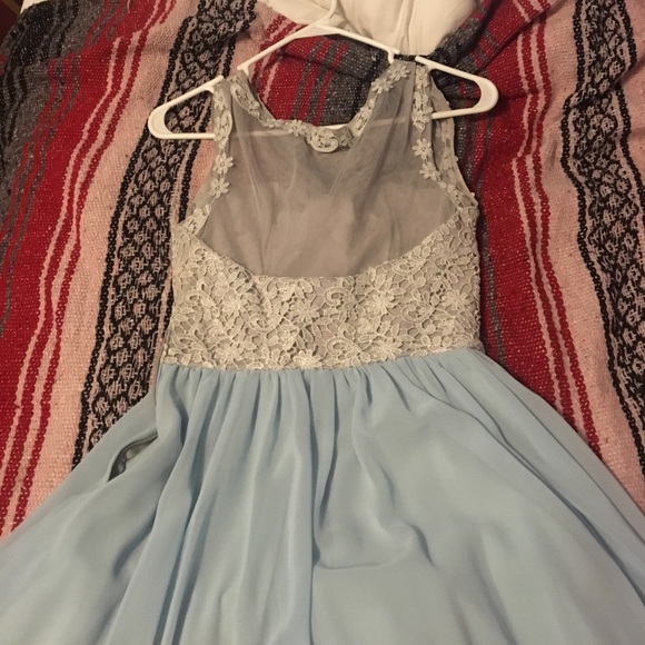 Formal dress w/ mesh bottom & grey lace top - Picture 3 of 3