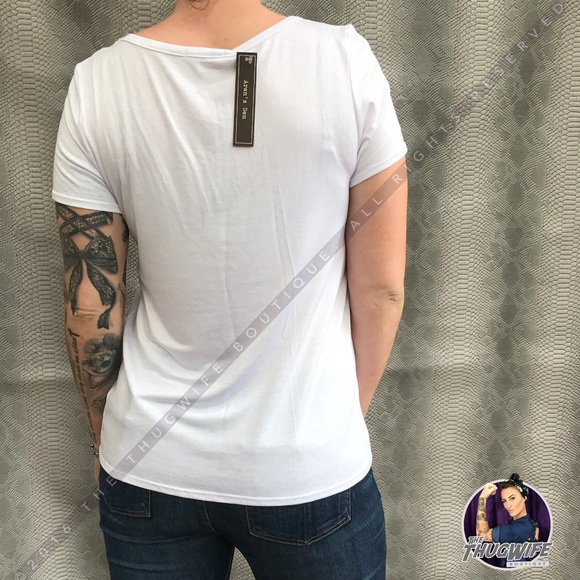 White vneck criss cross sexy tee - Picture 4 of 5