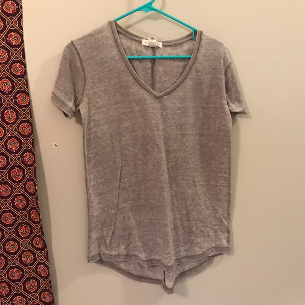 plain gray V-neck T-shirt