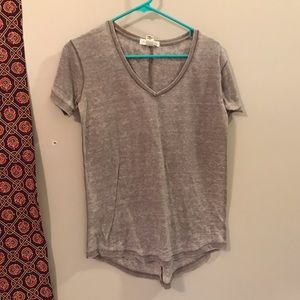 plain gray V-neck T-shirt
