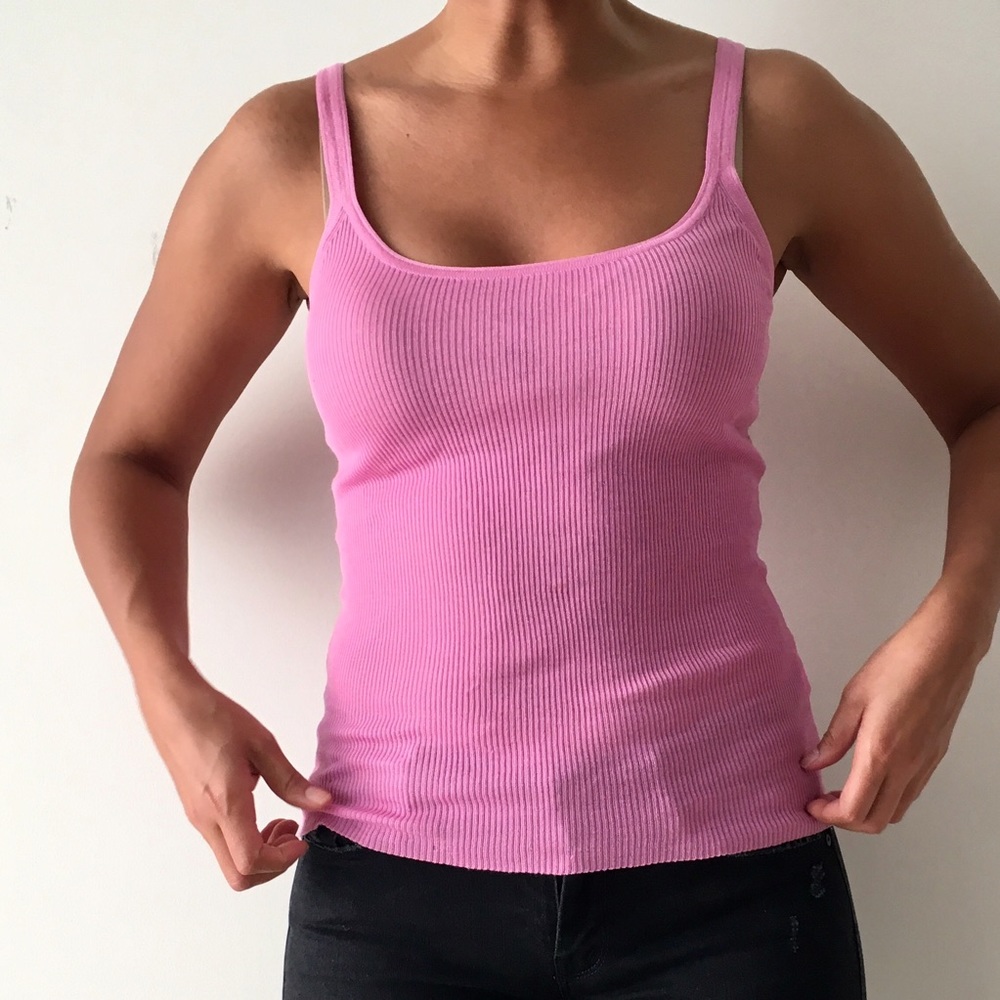 VINCE Camisole Fine Ribbed Tank Top