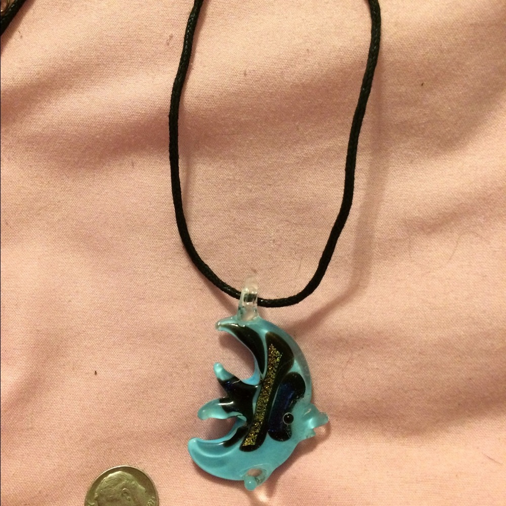 Dichroic fish necklace