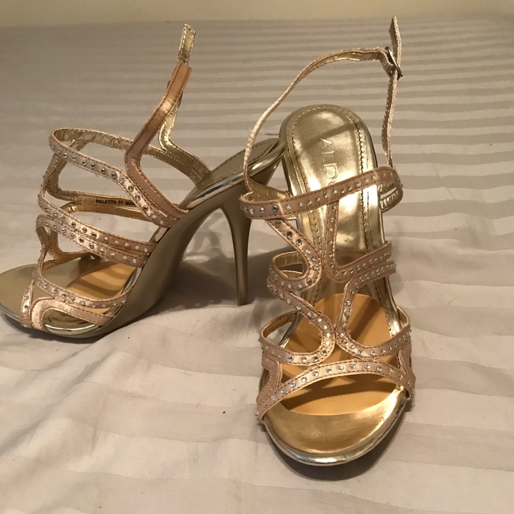 Gold heels with rhinestones