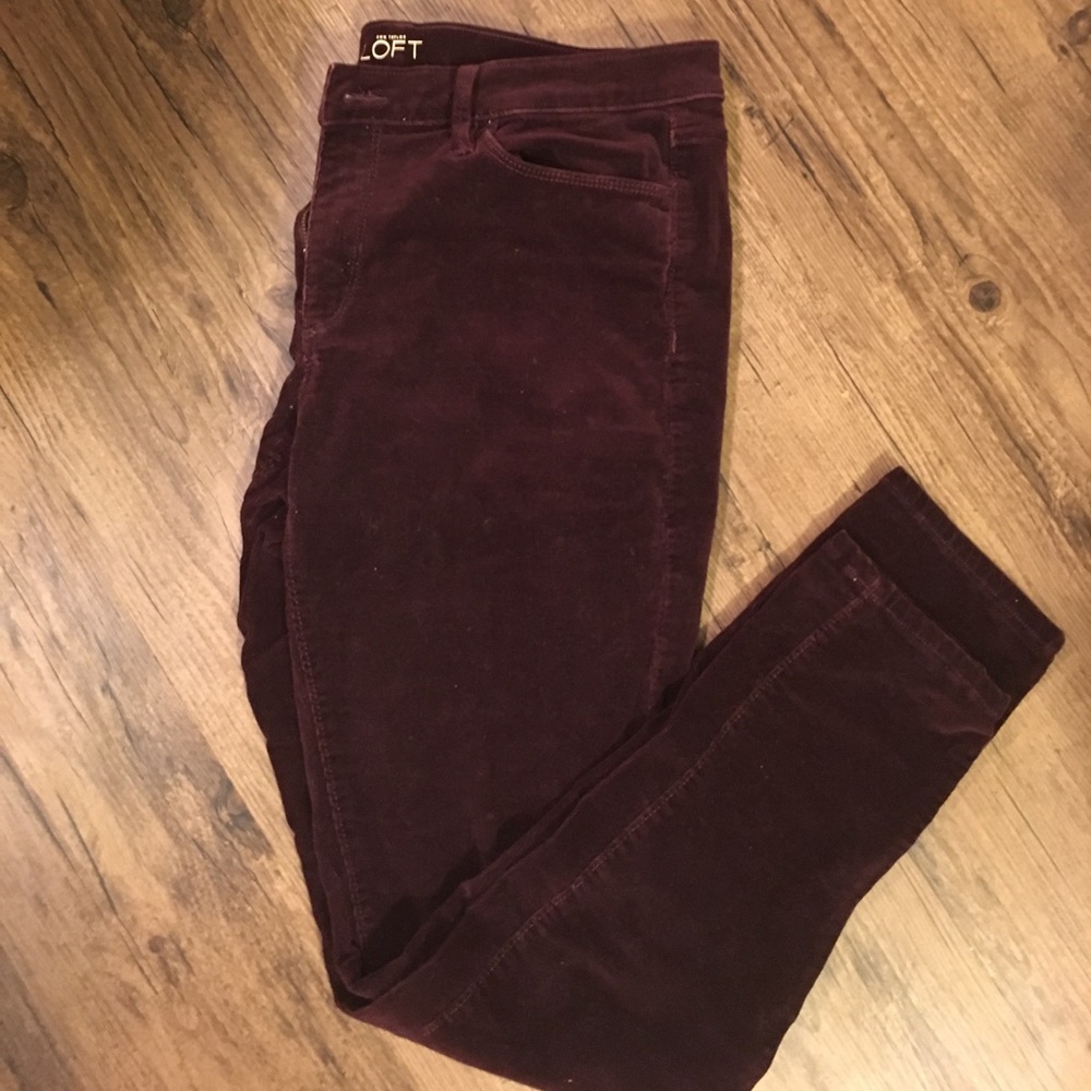 Loft Burgundy Corduroy Skinnies