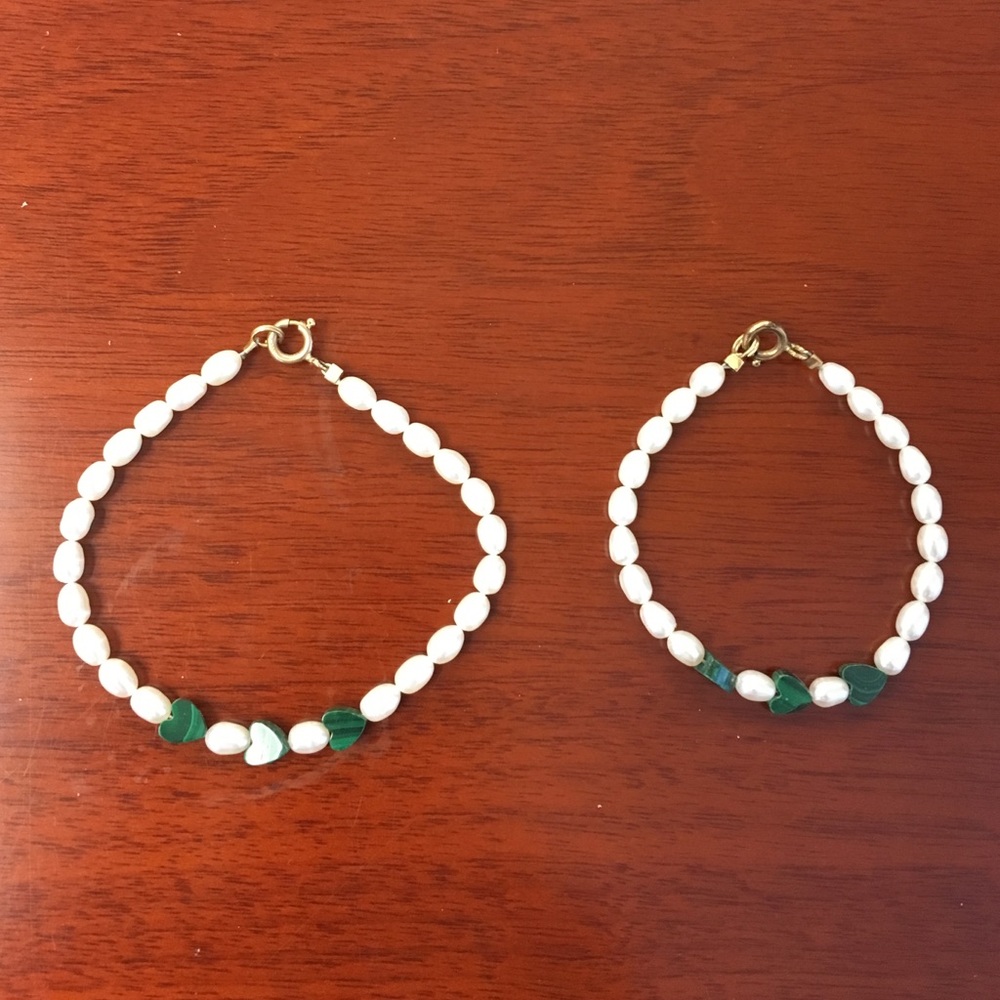 Mother of pearl and malachite bracelets