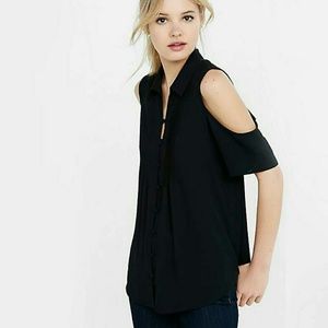 Express Open Shoulder button up blouse
