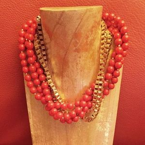 Coral beads & Rose Gold chain Necklace
