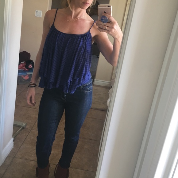 Free people sz. S tank; royal blue flowy - Picture 4 of 7