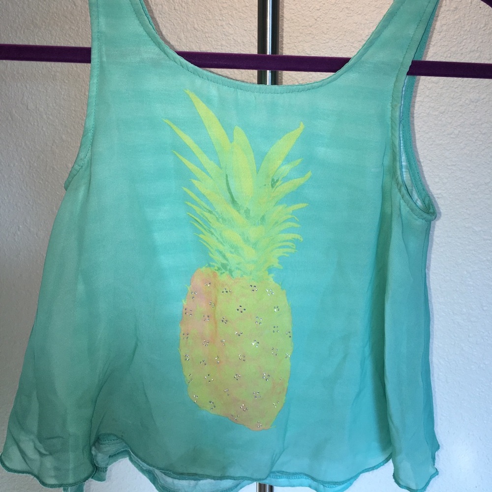 Turquoise Pineapple Tank Tops