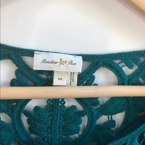 Anthropologie Turquoise Lace Collar Top XS - Picture 3 of 3