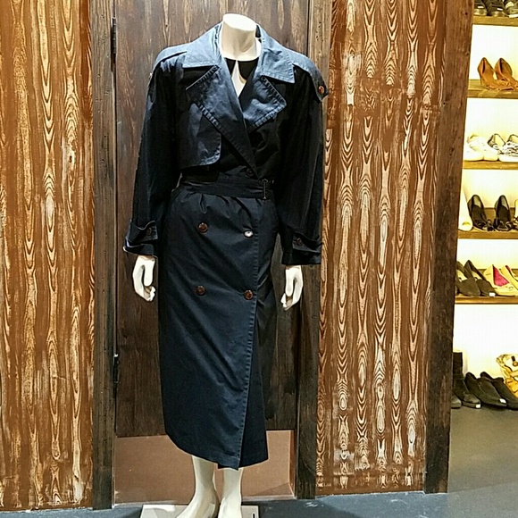 Navy Blue London Fog Trenchcoat - Picture 1 of 3