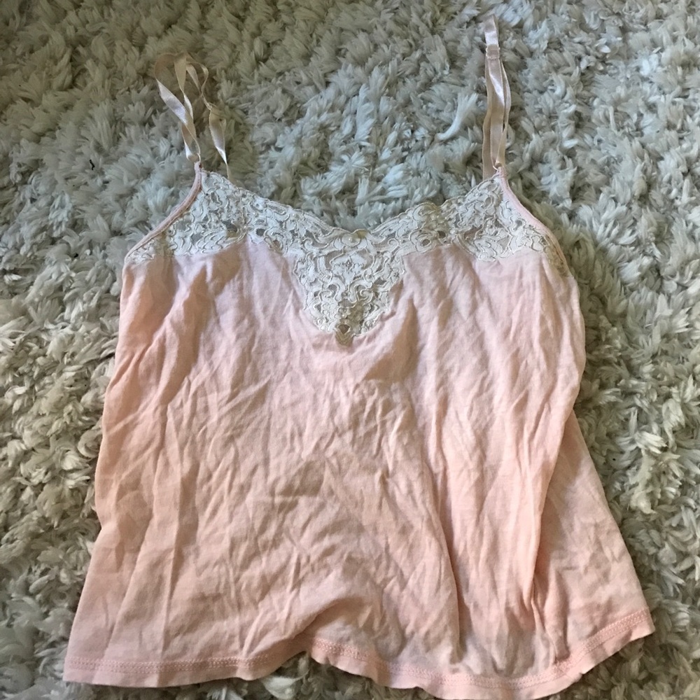 Abercrombie Pink and White Lace Top