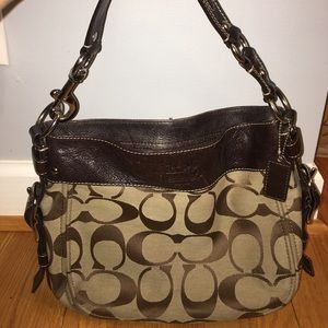 Cream and Brown Coach Purse