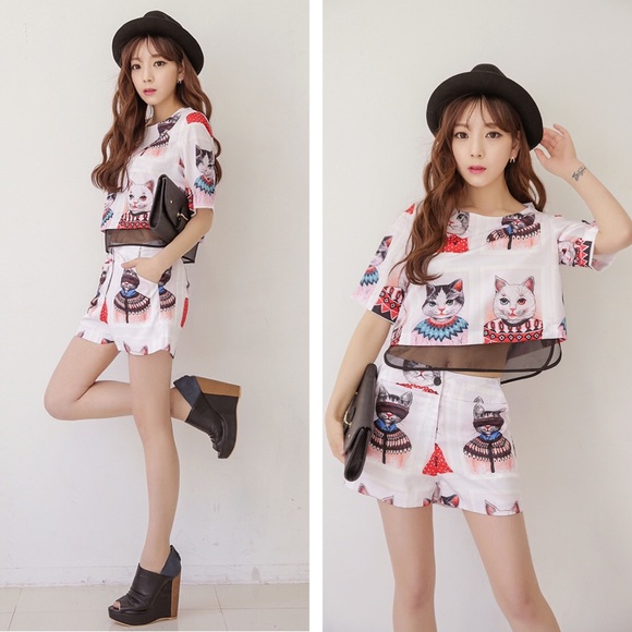 🆕 💕 Sweet Two Piece Chiffon Top & Shorts - Picture 2 of 7