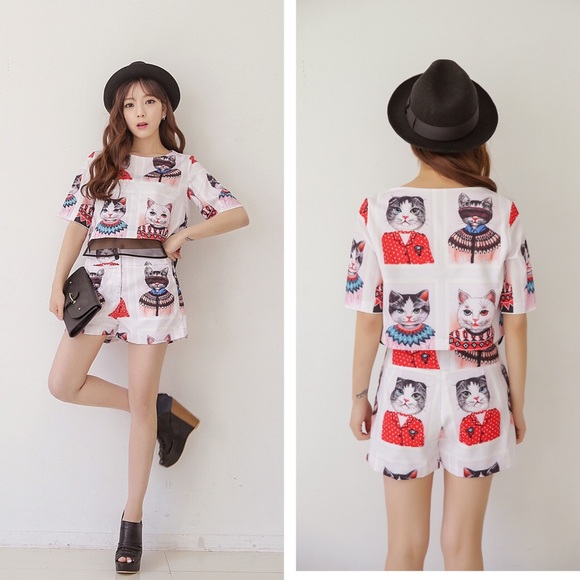 🆕 💕 Sweet Two Piece Chiffon Top & Shorts - Picture 4 of 7