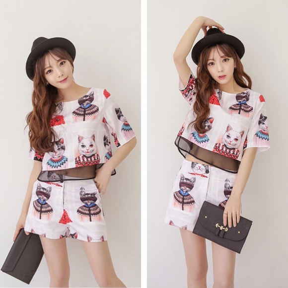 🆕 💕 Sweet Two Piece Chiffon Top & Shorts - Picture 7 of 7